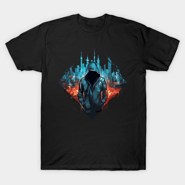 Mistery Shadow Hacker Gamer Urbain City Life T-Shirt by Cubebox